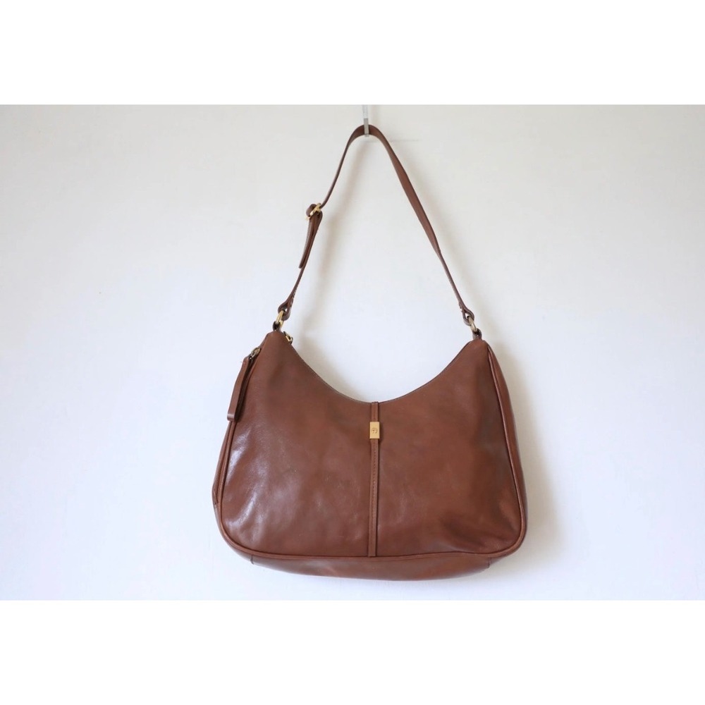 Etienne Aigner VTG y2k Cognac Leather slouchy Shoulder Bag Hobo Gold hardware